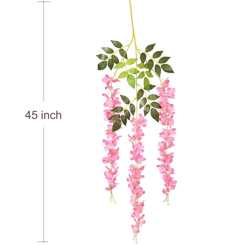 DearHouse 6 Pack Artificial Fake Wisteria Vine Ratta Hanging Garland Silk Flowers String Party Home Wedding Decor, 3.75 Feet/Piece,Pink - Image 4